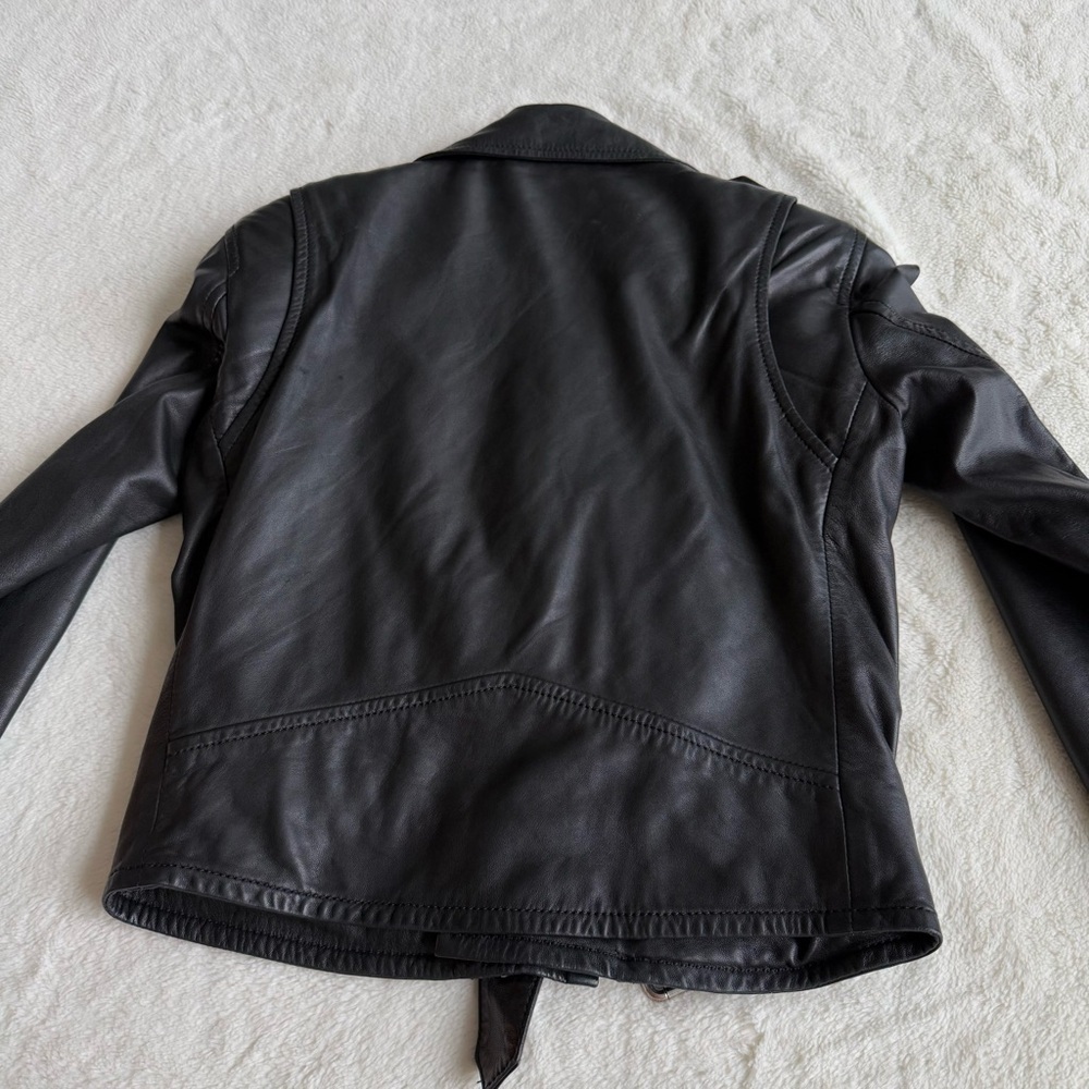 IRO Leather Black Moto Long Sleeve Jacket IT34 US XS (0-2) - Picture 9 of 13